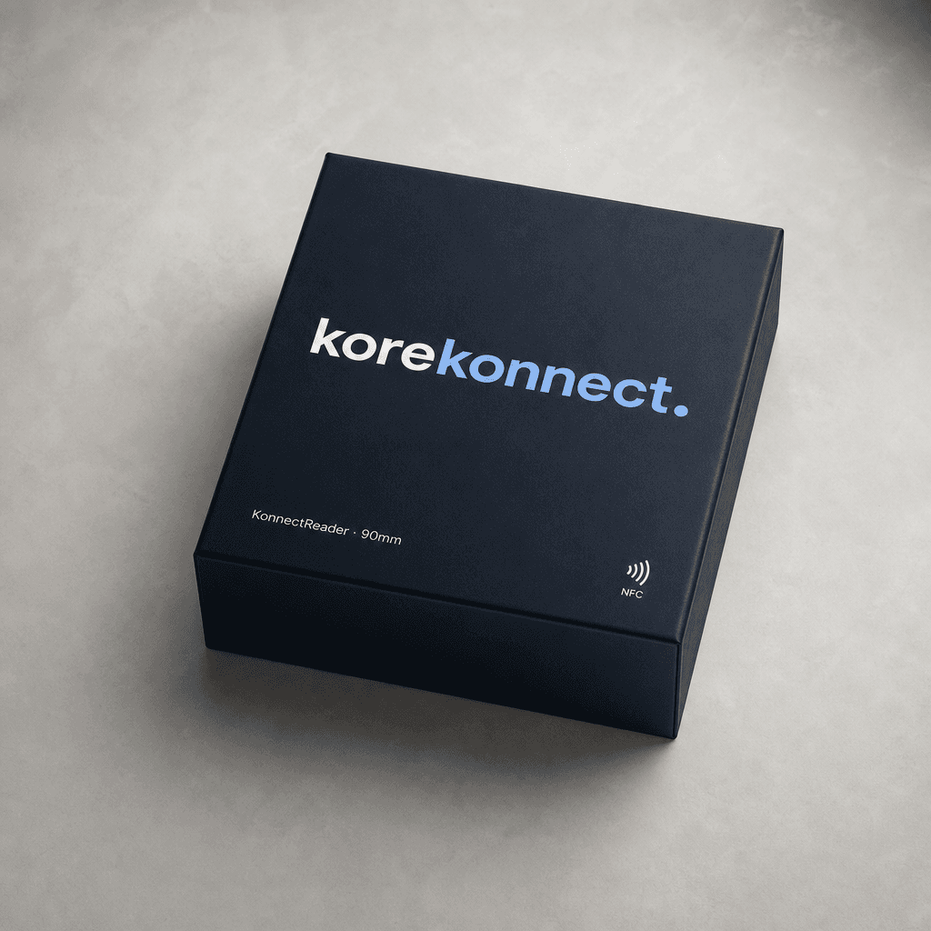 A KonnectReader box, closed