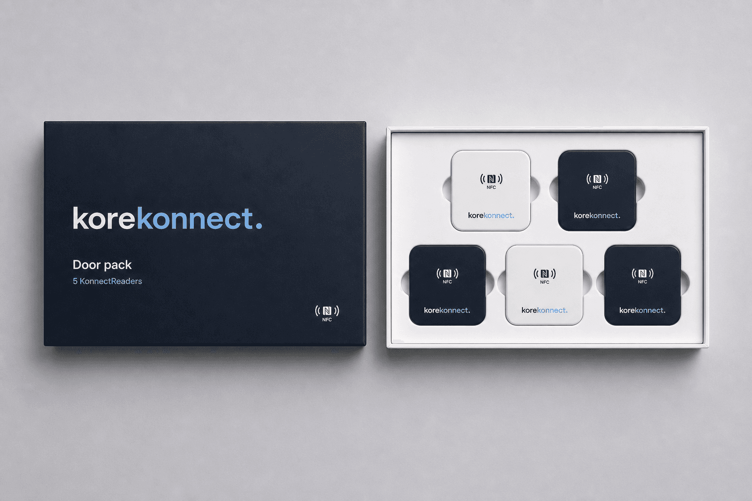 A KonnectReader pack opened, push-fit cover off